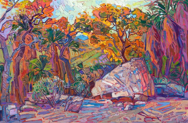 Erin Hanson painting Desert Boulder