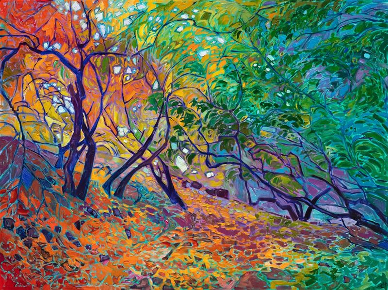 Erin Hanson painting Zion Cottonwoods