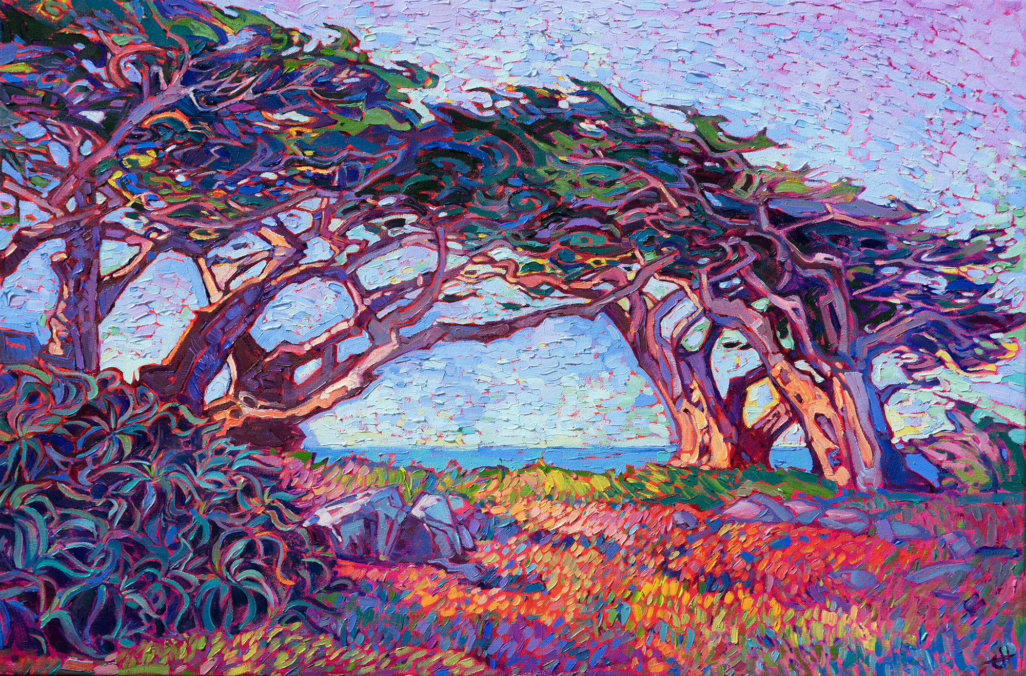 Erin Hanson painting Cypress Lights