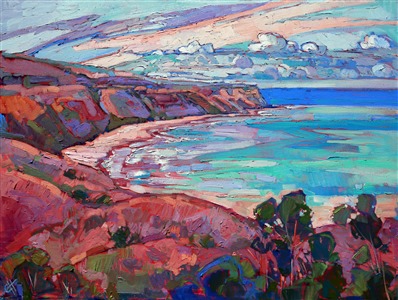 Palos Verdes original oil painting by California impressionism painter Erin Hanson Painting Palos Verdes