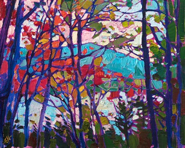 Autumn in New Hampshire oil painting by contemporary artist Erin Hanson Painting East Coast Mosaic