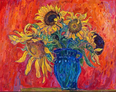 Painting Sunflowers on Red