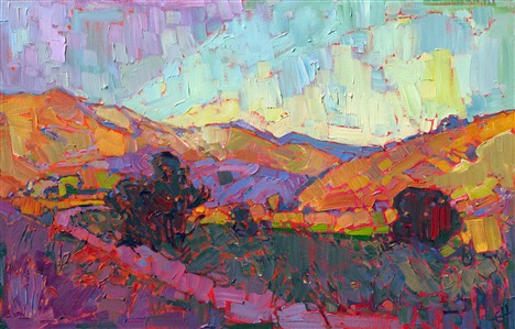 A contemporary style of painting known as Open Impressionism, pioneered by Erin Hanson Painting Crossing Hills