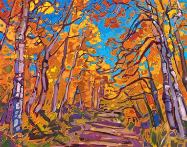 Painting Aspens on Blue