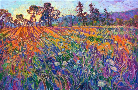 Open Impressionism masterpiece original oil painting by Erin Hanson Painting Radiant Shadows