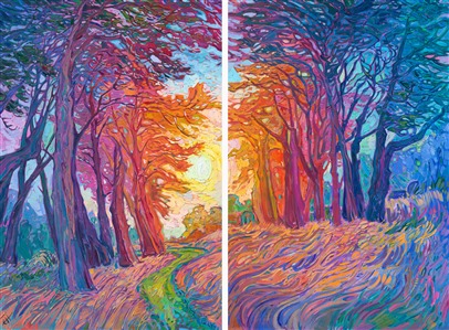 Painting Cypress in Diptych