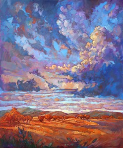 Texan Sky dramatic impressionism oil painting of grandeur, by Erin Hanson Painting Texan Sky