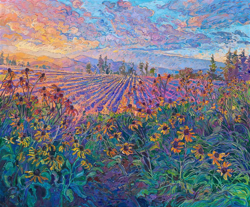 Original oil painting of Oregon landscape by American impressionist Erin Hanson.