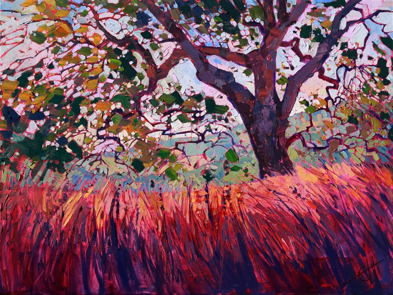 Paso Robles wine country oak painting, by modern impressionism artist Erin Hanson