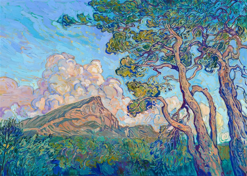 Painting of Aix-en-Provence Cezanne&amp;amp;amp;amp;amp;#39;s mountain original impressionism painting by contemporary master Erin Hanson