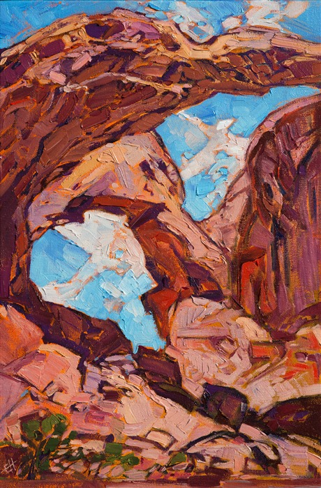 Original oil painting of Arches National Park, by American impressionist Erin Hanson