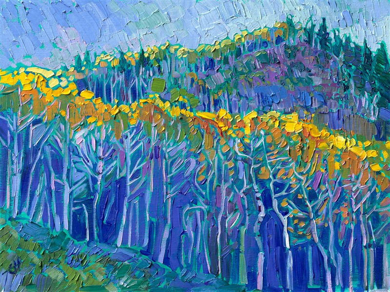 Aspen grove original oil painting Colorado petite by Erin Hanson