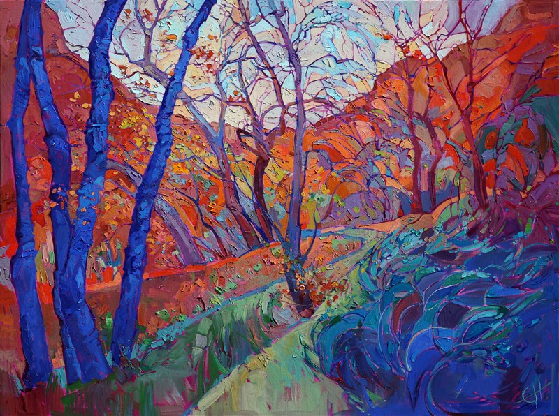 Southern Utah colors painted in dramatized oils, by expressionist painter Erin Hanson