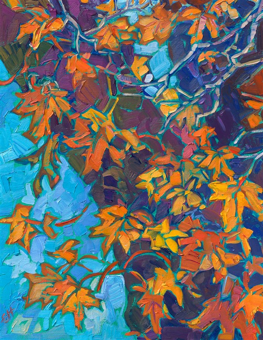 Autumn maple leaves fall color original oil painting by Erin Hanson