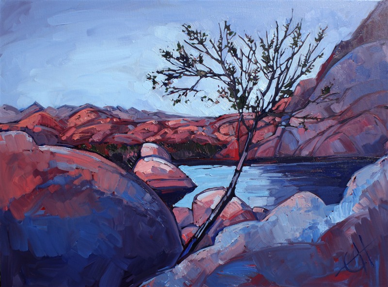 Barker Dam, Joshua Tree desert rocks painting by Erin Hanson