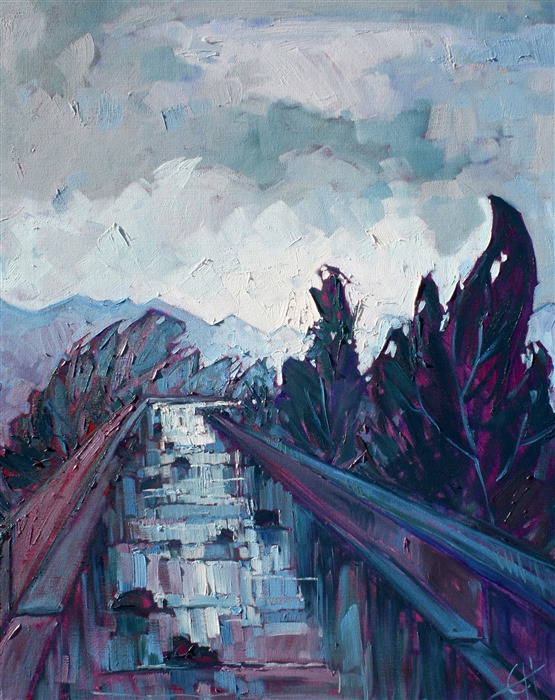 Los Angeles aqueduct oil painting landscape by Erin Hanson