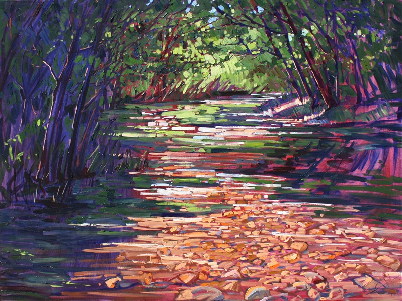 Big Sur campground river painting by Erin Hanson