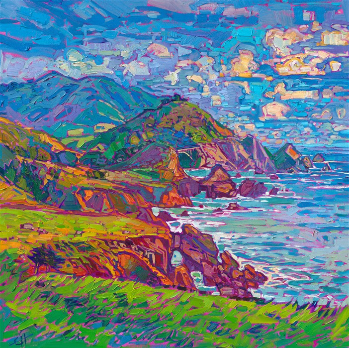 Bixby Bridge on Highway 1 California coastal original oil painting for sale at The Erin Hanson Gallery in Carmel