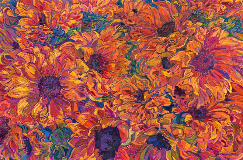 Impressionism sunflower painting by modern van Gogh Erin Hanson.