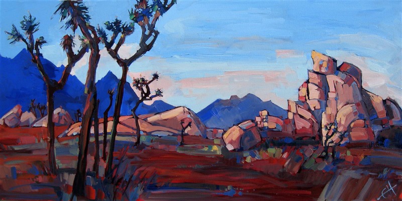 Blue Joshua oil painting landscape by Erin Hanson