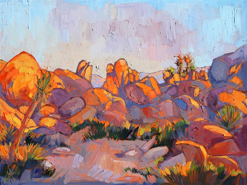 Joshua Tree painting in vivid color and thickly applied oil paint, by Erin Hanson