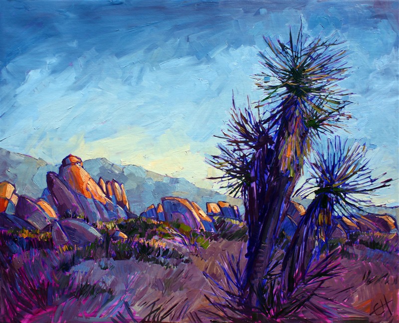 Cactus Rainbow, original oil painting by Erin Hanson