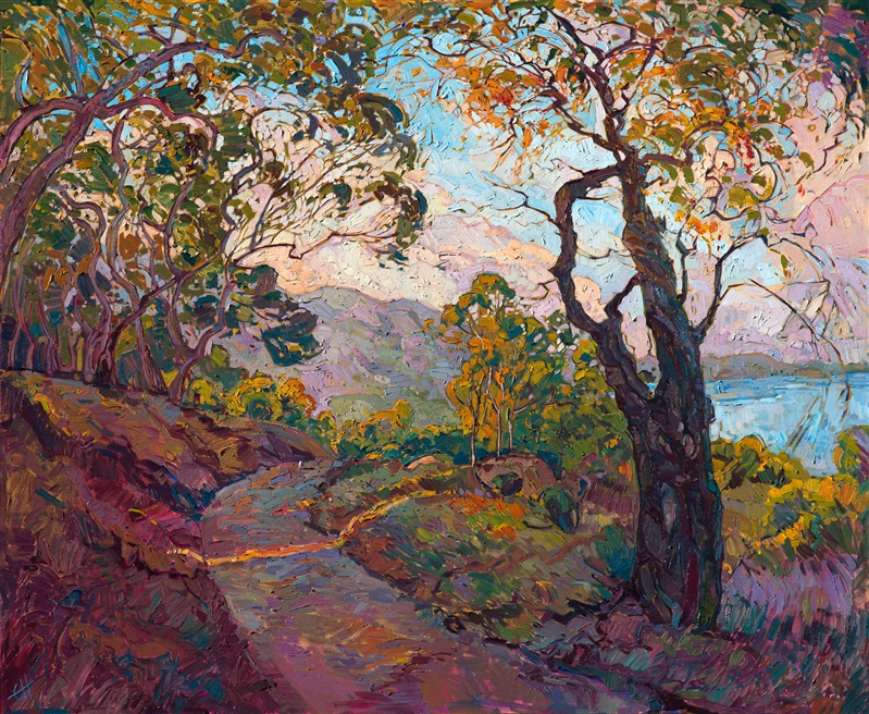 Open Impressionism oil painting of Southern California coastal landscape, for sale by Erin Hanson.