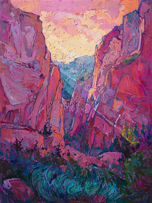 Kolob Canyon Utah impressionist artwork by modern master Erin Hanson