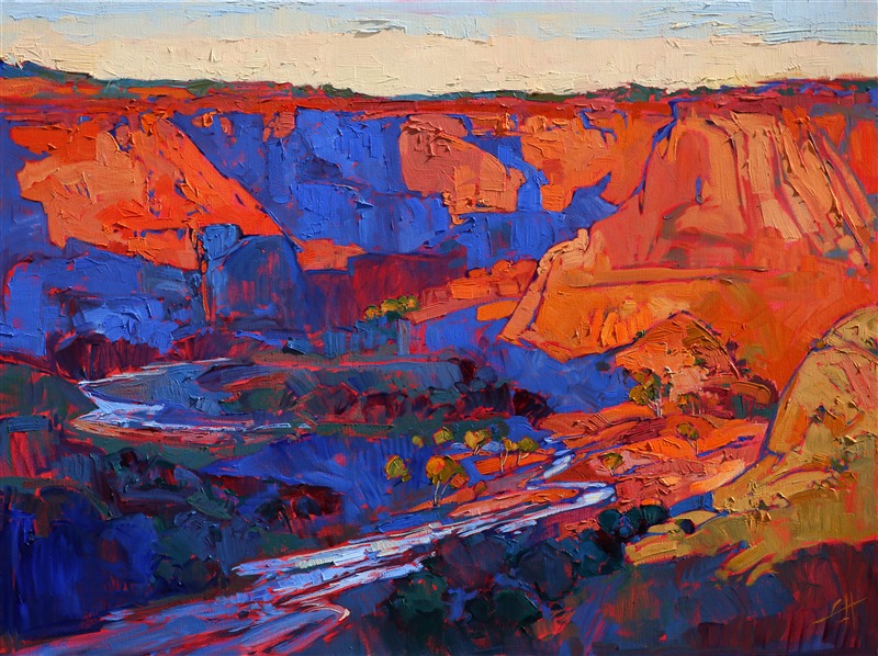 Canyon de Chelly depicted in thick oils and bold color, by artist Erin Hanson