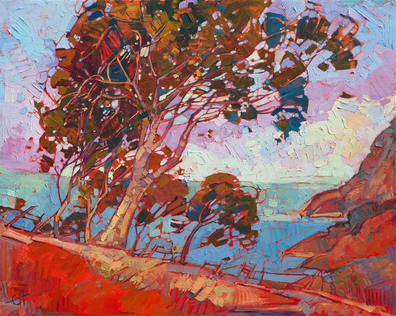 Catalina eucalyptus oil painting by California impressionist painter Erin Hanson.