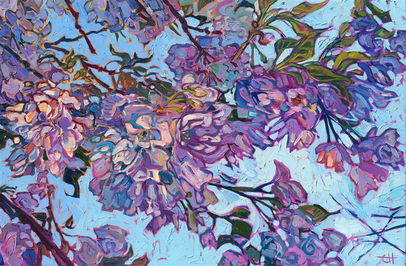 Cherry Blossoms oil painting in a modern van Gogh impressionism style after van Gogh, by Erin Hanson