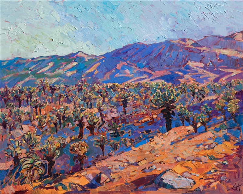 Jumping Cholla field in Joshua Tree National Park - oil painting by Erin Hanson