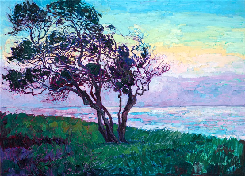 La Jolla Point coastal oil painting by local San Diego artist Erin Hanson