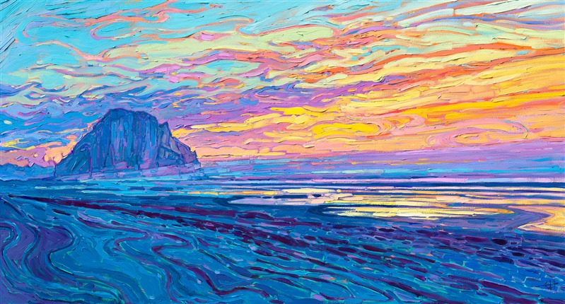 Pacific Coast sunset coastal oil painting by Erin Hanson