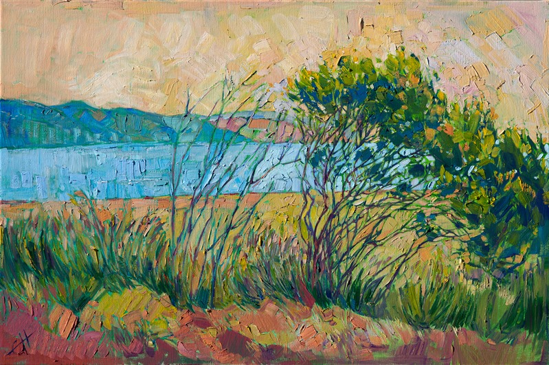 Modern expressionist oil painting landscape by California-based artist Erin Hanson