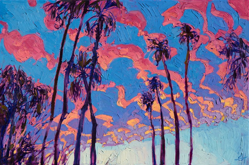 Palm Springs sunset colors in an original oil painting, by Erin Hanson