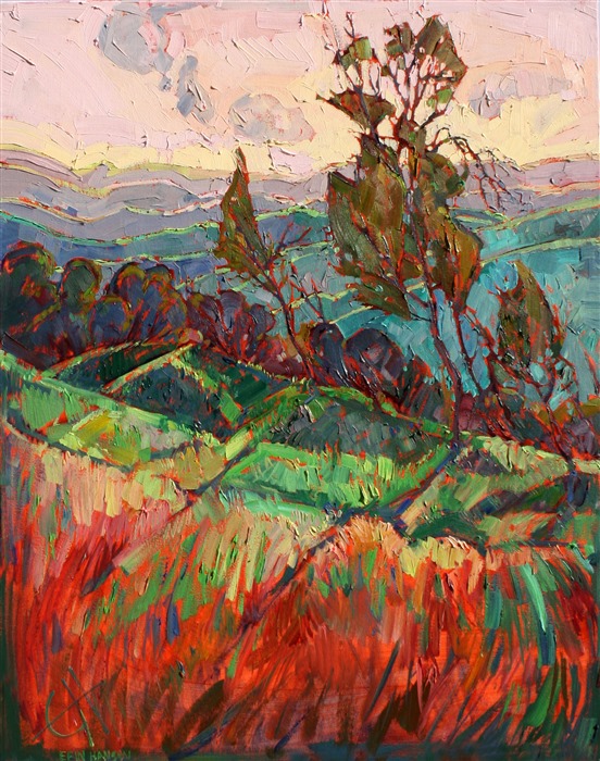 Modern expressionism landscape painter Erin Hanson paints Paso Robles, California.