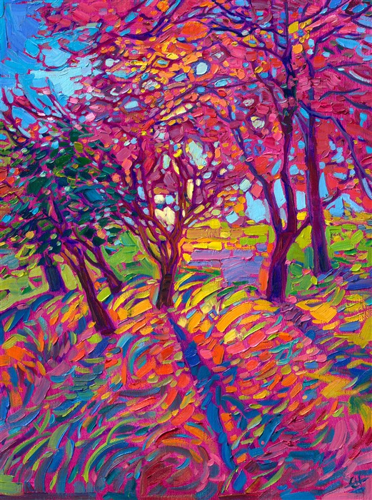 Oregon fall color painting, by American impressionist Erin Hanson