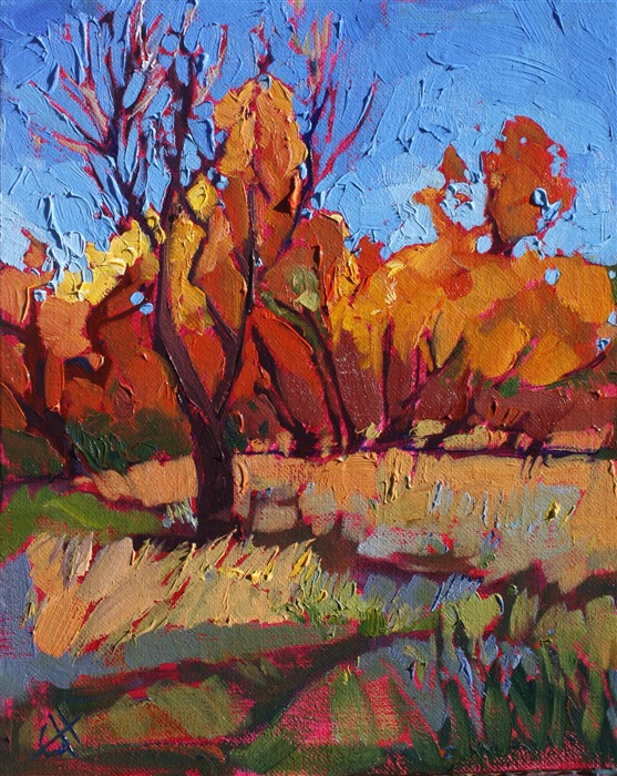 Cottonwood oil painting by impressionist artist Erin Hanson