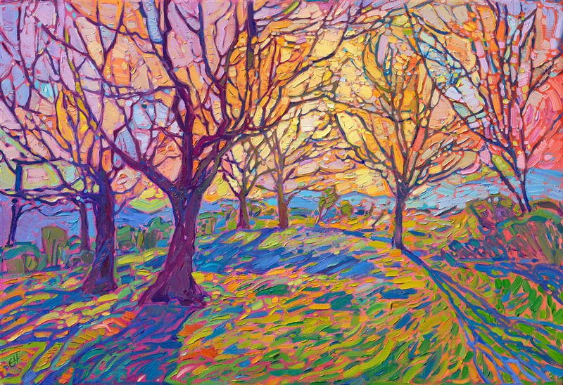 Crystal Light modern abstract landscape painting by American impressionist Erin Hanson.