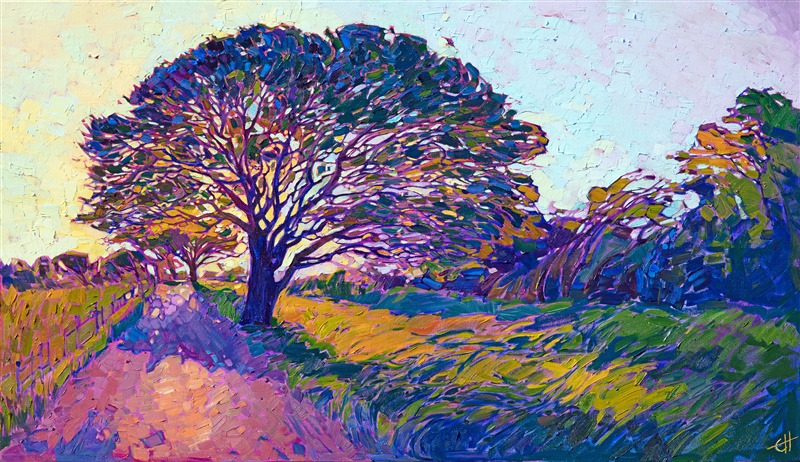 Texas rural landscape oil painting by modern impressionist Erin Hanson