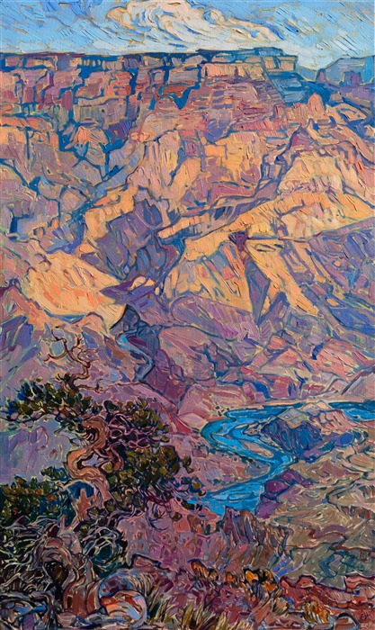 Grand Canyon Hopi Point original oil painting in a modern abstract impressionist style, by Open Impressionist Erin Hanson.