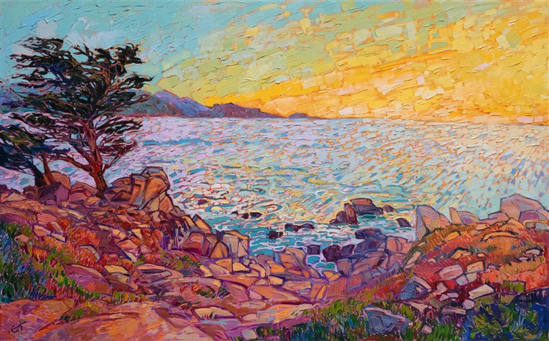 Pebble Beach Monterey original oil painting by Erin Hanson