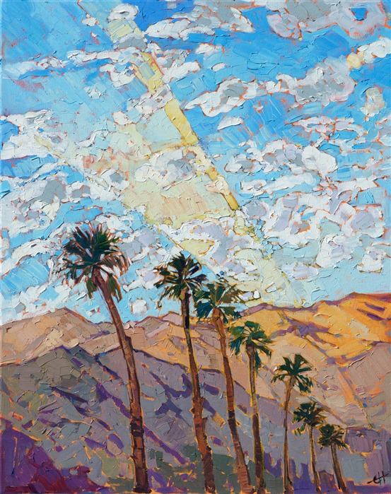 Oil painting of Santa Rosa Mountains desert landscape by contemporary impressionist artist Erin Hanson