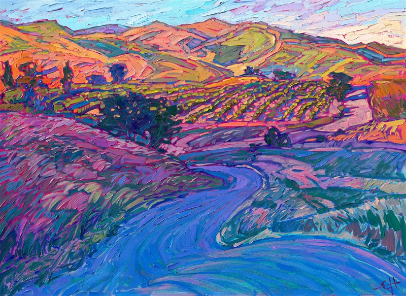 Paso Robles California art wine country landscape oil painting by modern impressionist Erin Hanson.