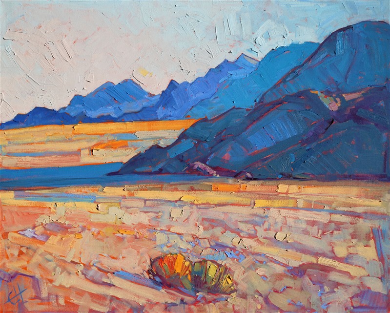 Stark desert painting of Death Valley, by modern expressionism painter Erin Hanson