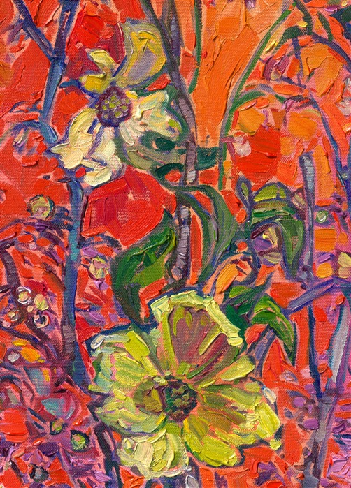 Painting of dogwood flowers by contemporary Asian style modern impressionist Erin Hanson