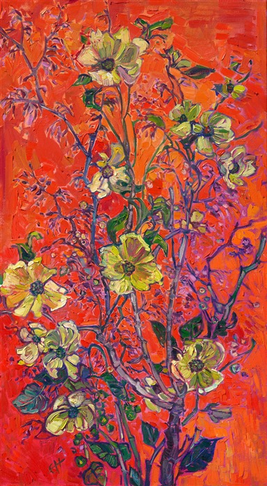 Painting of dogwood flowers by contemporary Asian style modern impressionist Erin Hanson