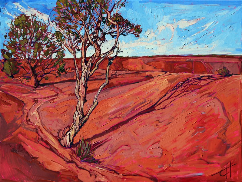 Erin Hanson paints Canyon de Chelly in bold, simplified brush strokes and vivid color.