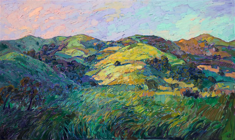 Emerald Hills, contemporary California impressionist oil painting by Erin Hanson